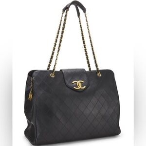 Vintage Chanel black calfskin SUPERMODEL